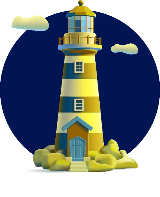 Farol, o mascote-farol amarelo que registra as jogadas